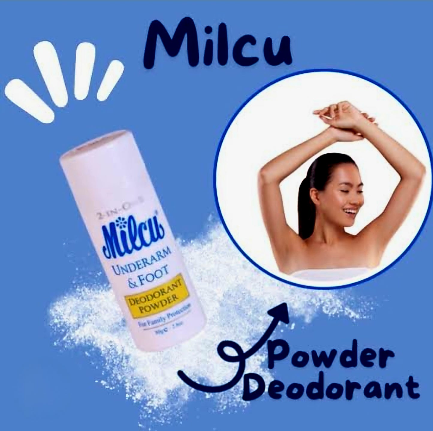 MILCU 2-in-1 Underarm & Foot Deodorant Powder 80g
