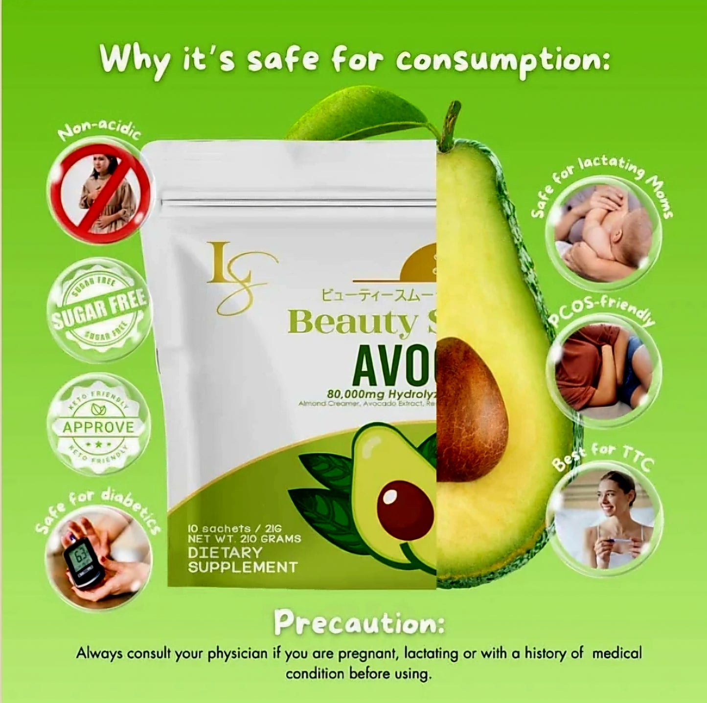 Luxe Slim AVOCADO SMOOTHIE 21g×10's (NEW POUCH PACKING)