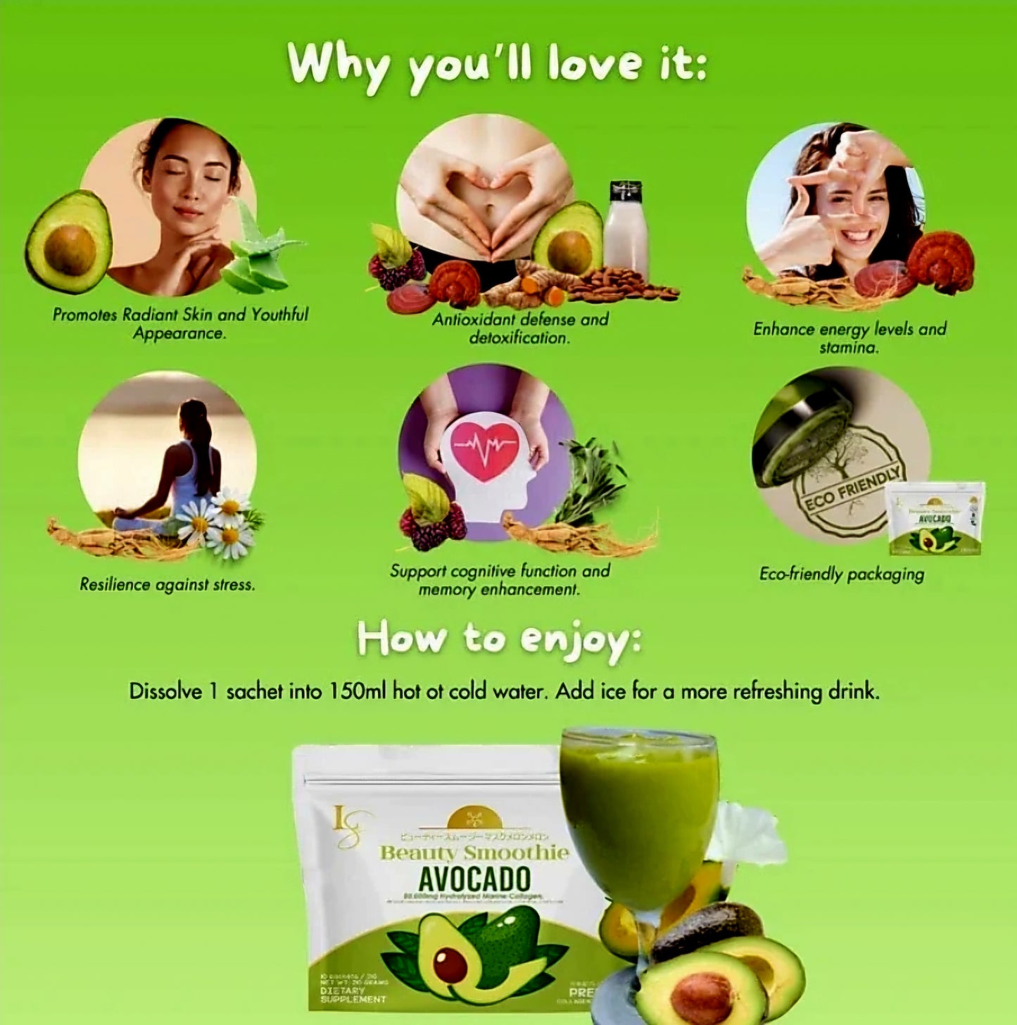 Luxe Slim AVOCADO SMOOTHIE 21g×10's (NEW POUCH PACKING)