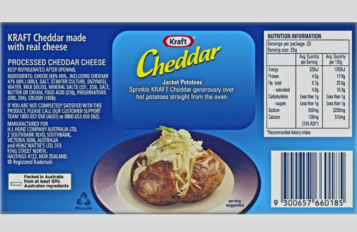 Kraft CHEDDAR Block Cheese 500g