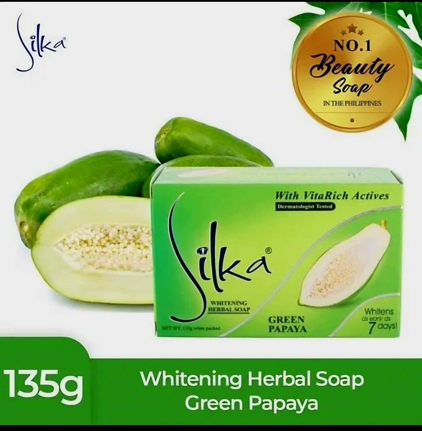 Silka GREEN PAPAYA Whitening Herbal Soap 135g