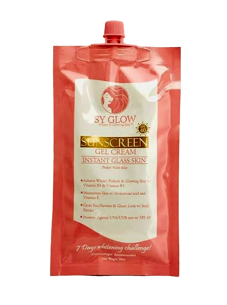 SY GLOW SUNSCREEN Gel Cream Instant Glass Skin SPF40 50ml Resealable Pouch