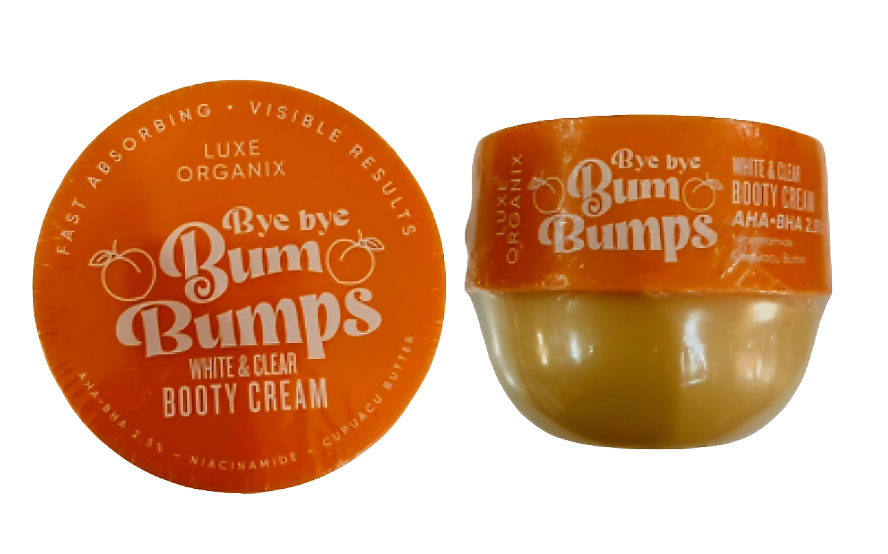 Luxe Organix BYE BYE BUM BUMPS White & Clear BOOTY CREAM 285g (ORANGE)
