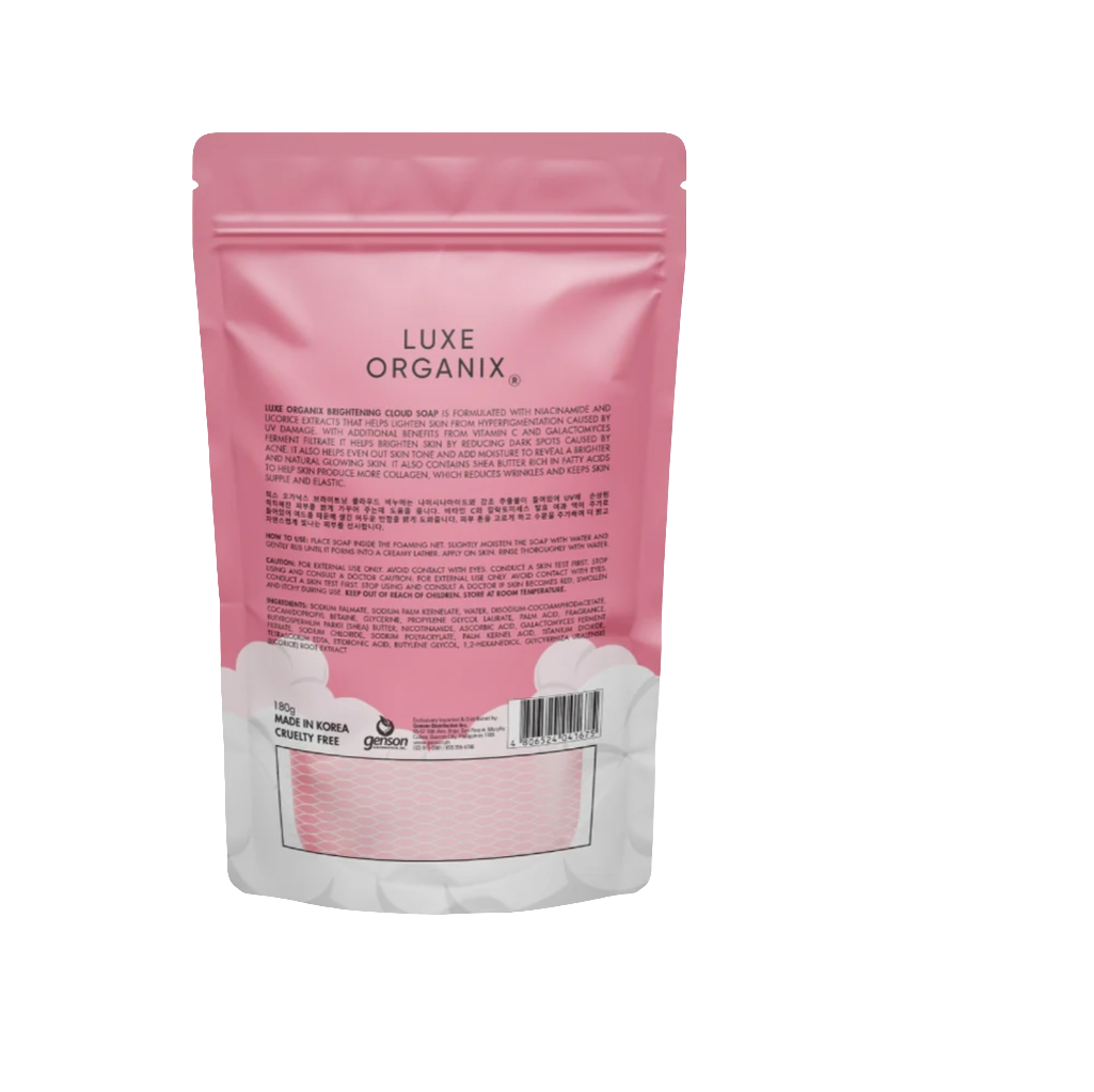 Luxe Organix NIACINAMIDE BRIGHTENING Cloud Soap 180g (with Foaming Net)