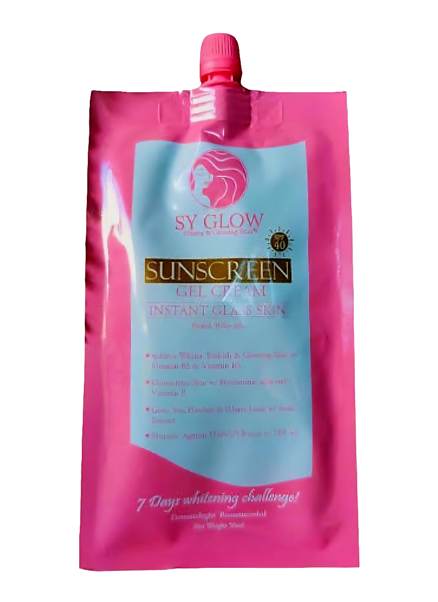 SY GLOW SUNSCREEN Gel Cream Instant Glass Skin SPF40 50ml Resealable Pouch
