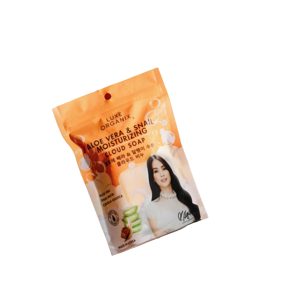 Luxe Organix ALOE VERA & SNAIL Moisturising Cloud Soap 180g ( with Foaming Net)
