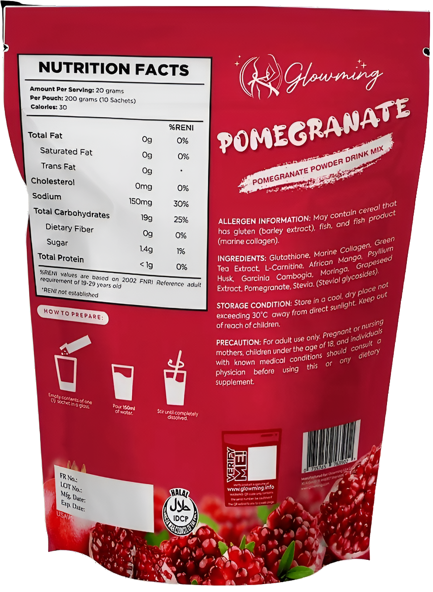 Glowming POMEGRANATE Glutathione & Collagen Drink 20g×10sachets