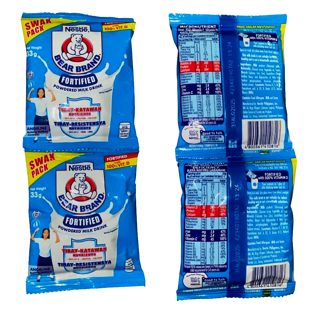 Nestle Bear Brand Powdered Milk 33g × 8pcs (HANGER)
