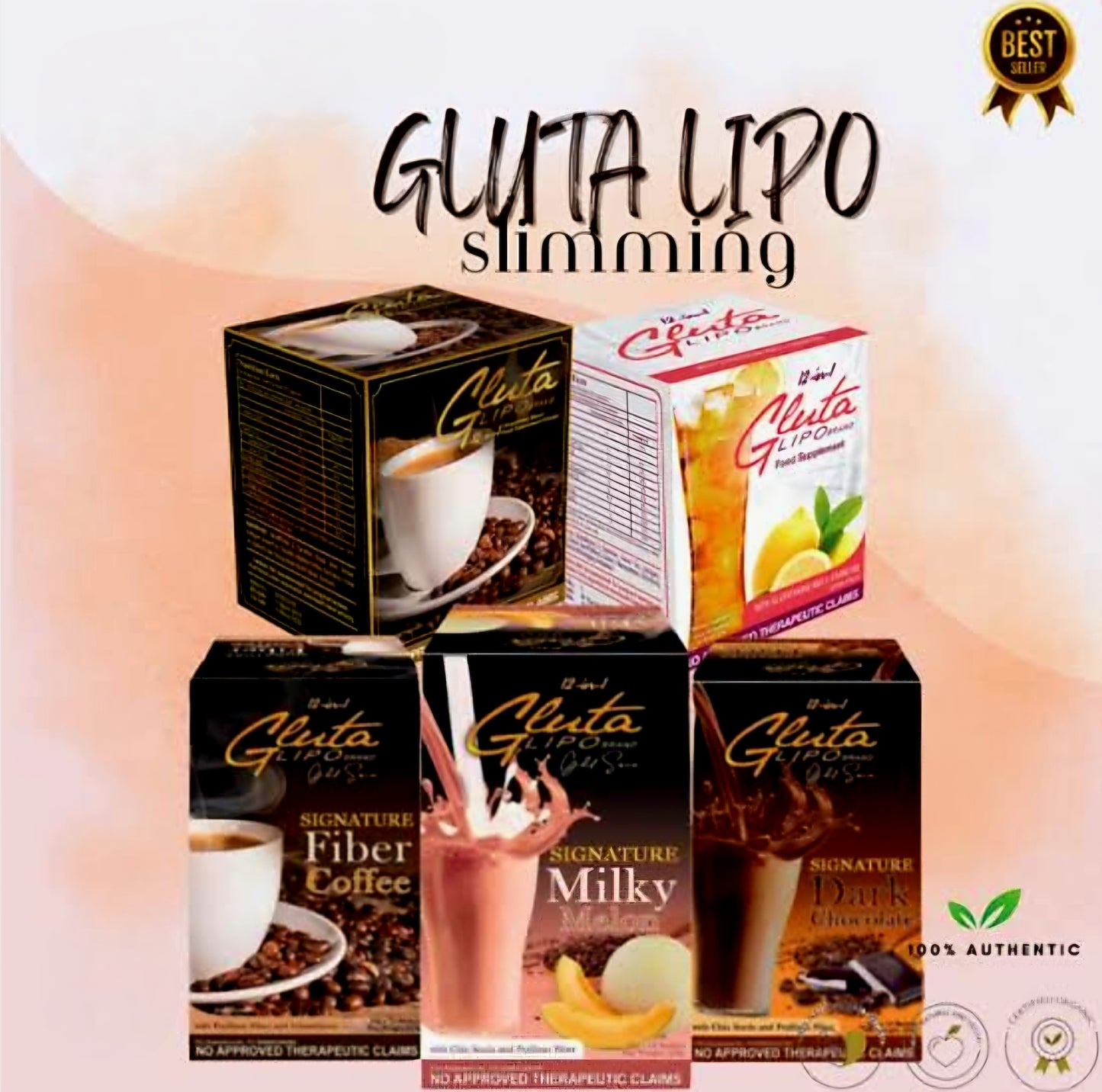GLUTALIPO Gold Series Signature DARK CHOCOLATE with CHIA SEEDS & PSYLLIUM FIBER 25g×10sachets