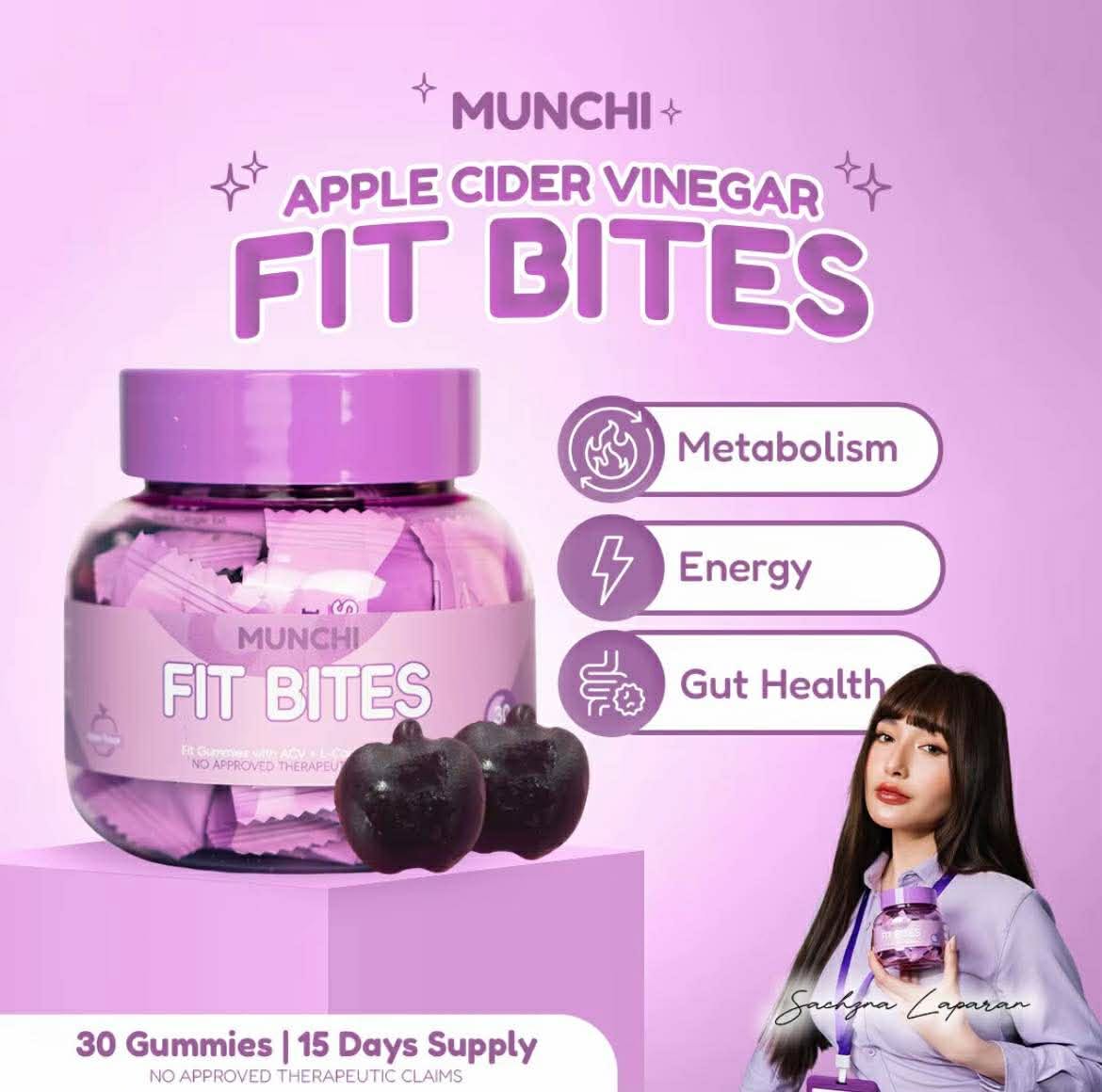 MUNCHI APPLE CIDER VINEGAR FIT BITES (METABOLISM, ENERGY, GUT HEALTH) 30-GUMMIES