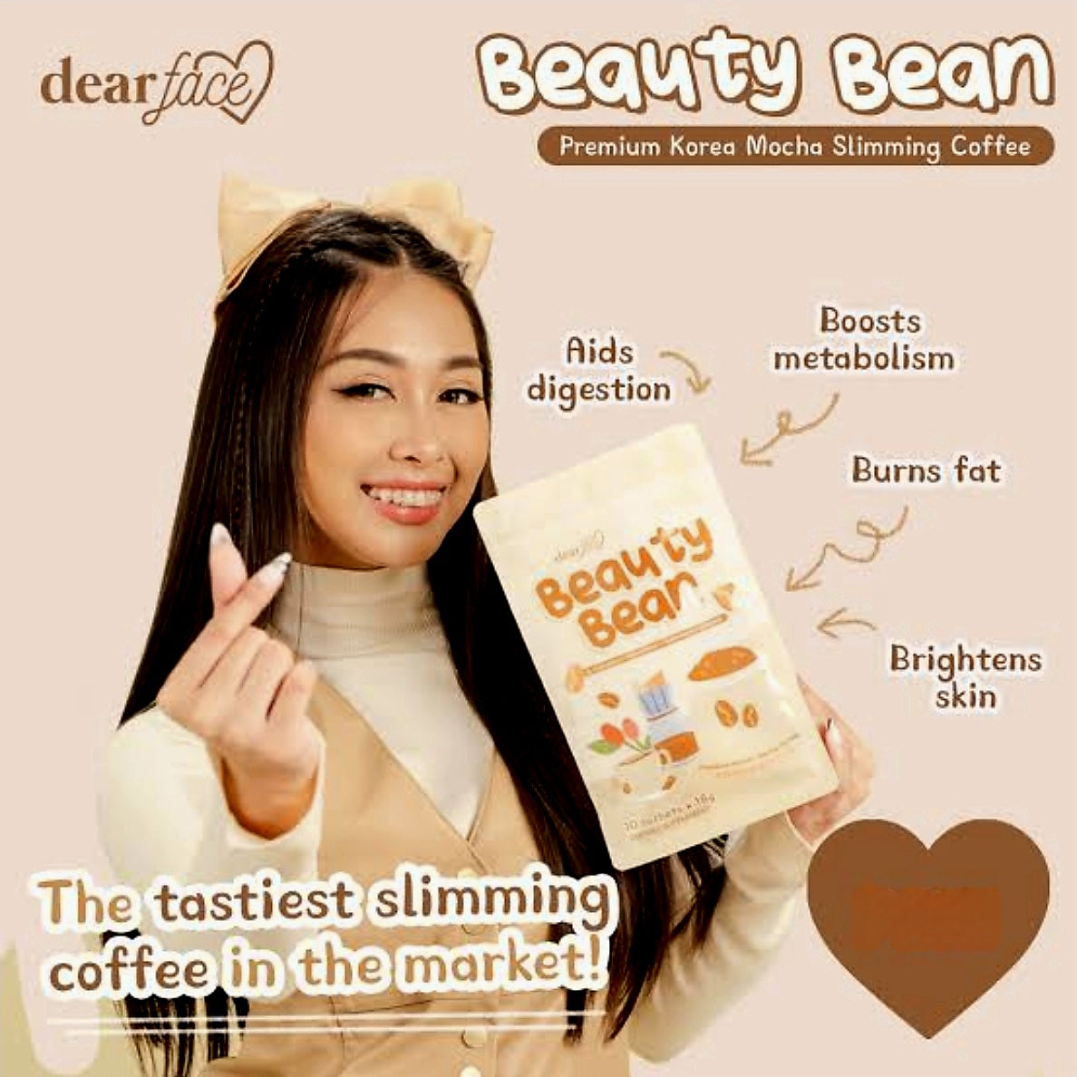 DearFace BEAUTY BEAN Premium Korean Mocha Coffee 18g×10sachets
