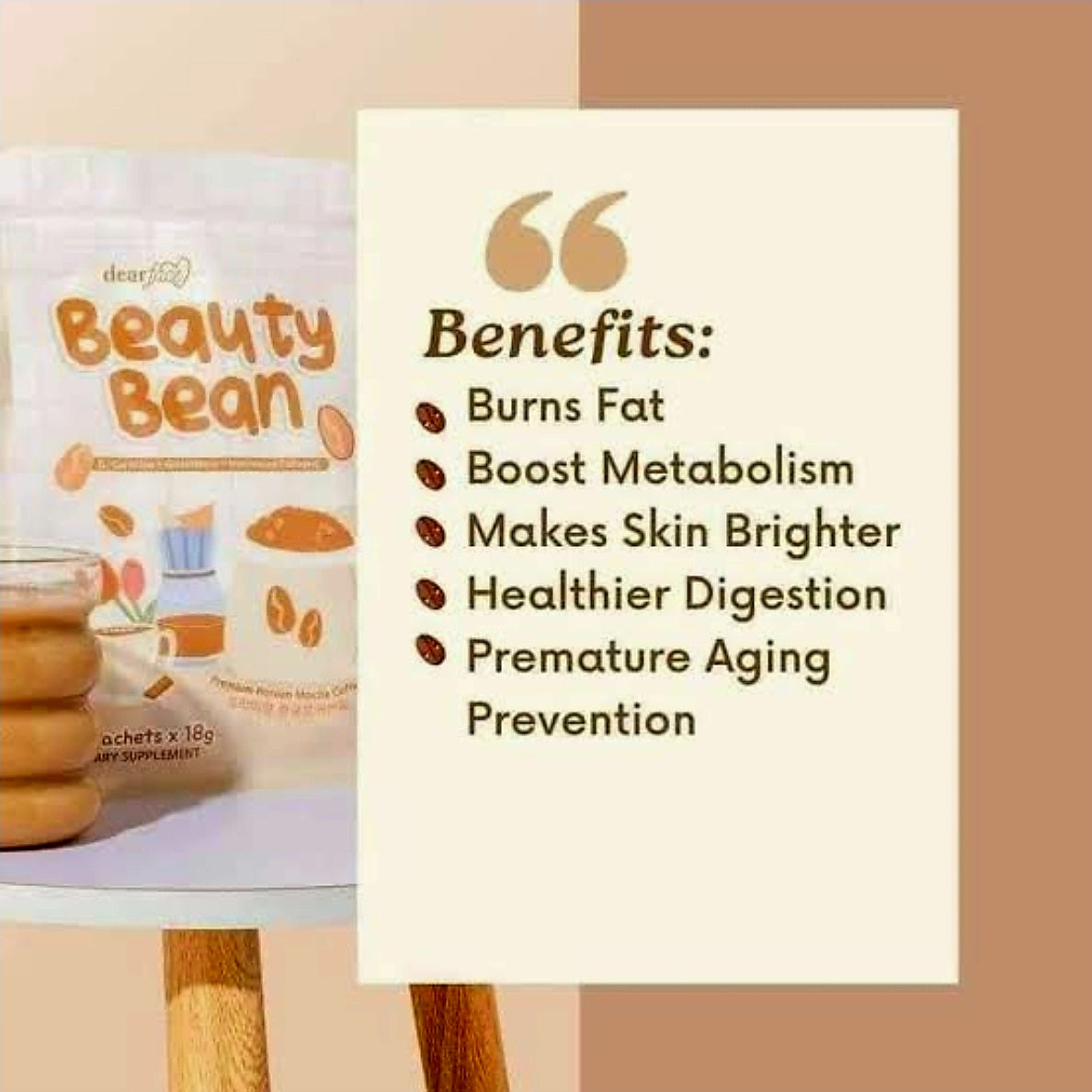 DearFace BEAUTY BEAN Premium Korean Mocha Coffee 18g×10sachets