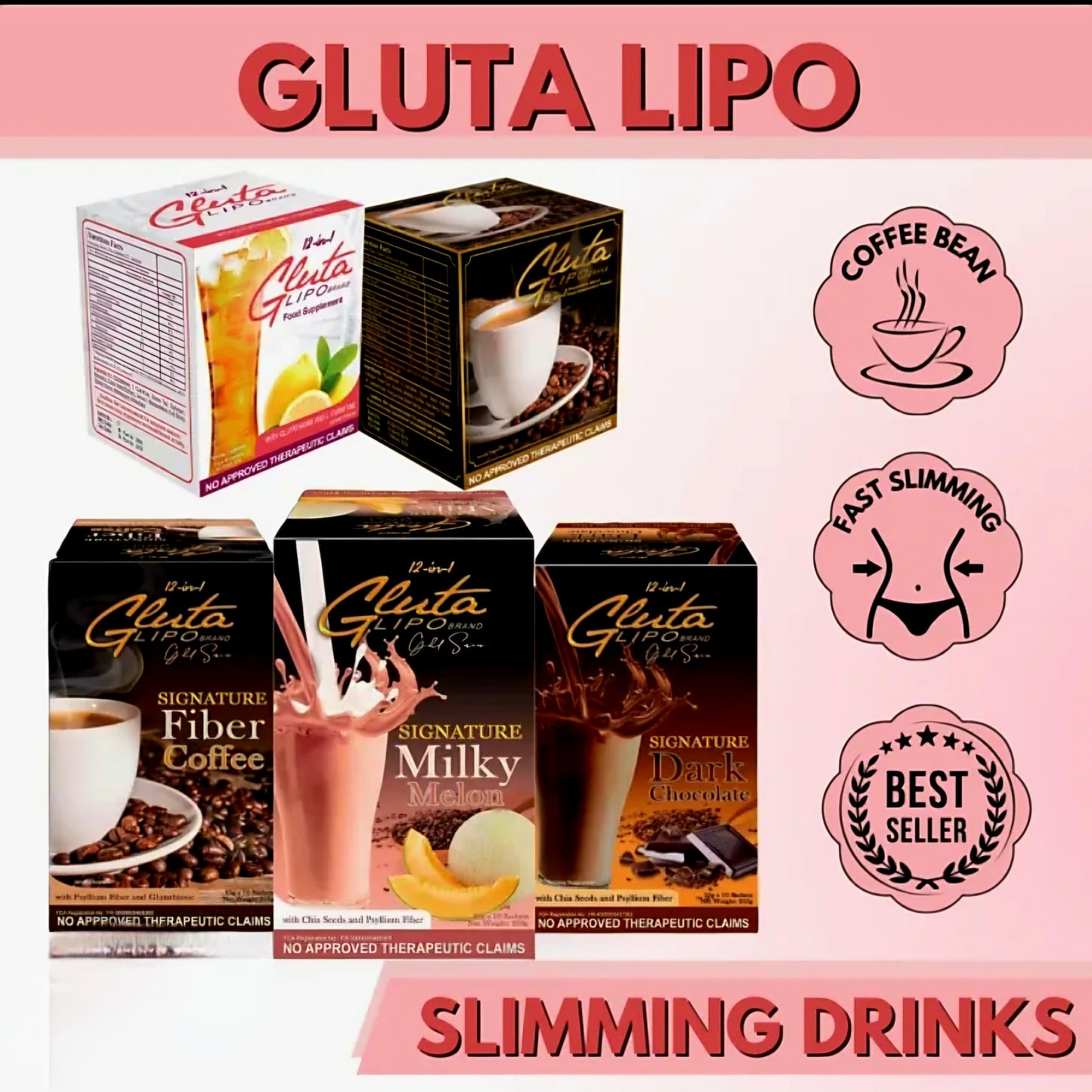 GLUTALIPO Gold Series Signature DARK CHOCOLATE with CHIA SEEDS & PSYLLIUM FIBER 25g×10sachets