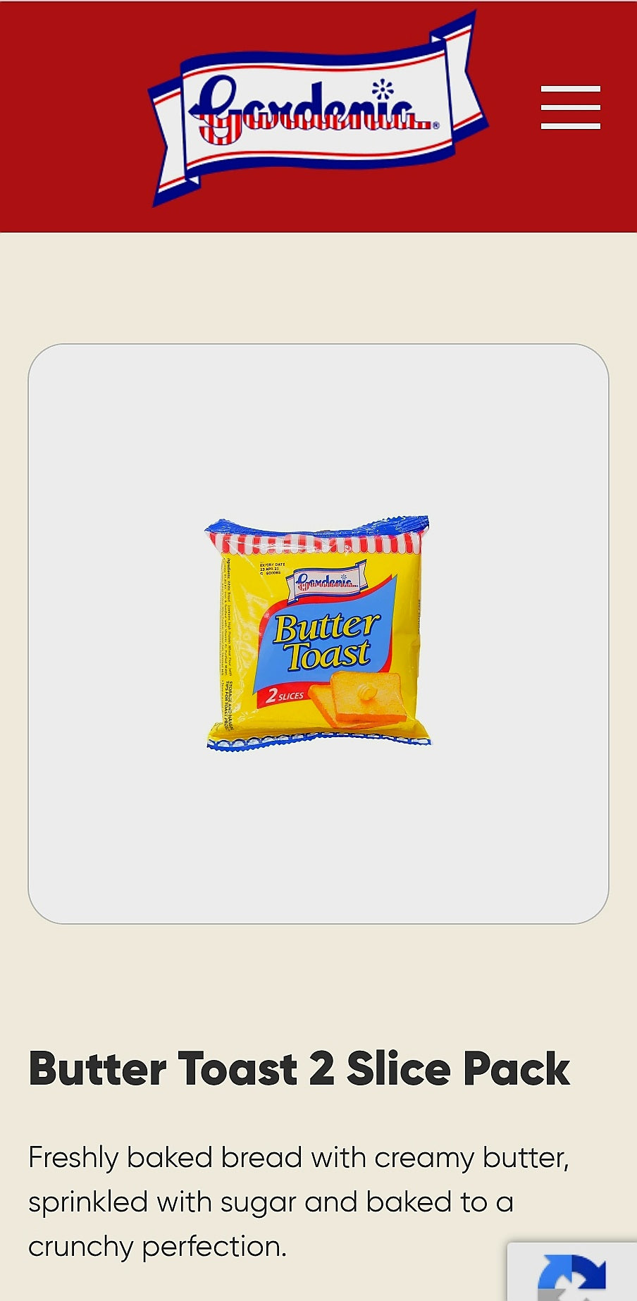 Gardenia BUTTER TOAST 2 Slices 50g