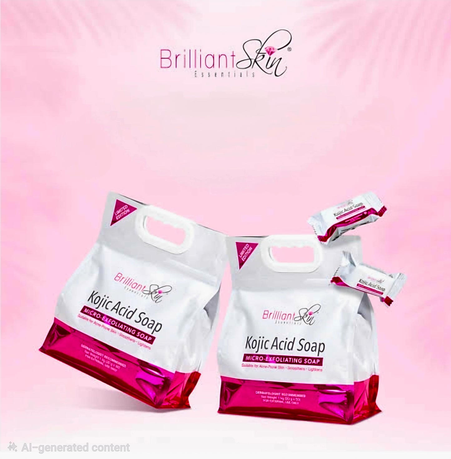 BRILLIANT SKIN KOJIC ACID SOAP MICRO-EXFOLIATING SOAP 1-KILO BUNDLE 20G×50-PCS (TRAVEL SIZE)