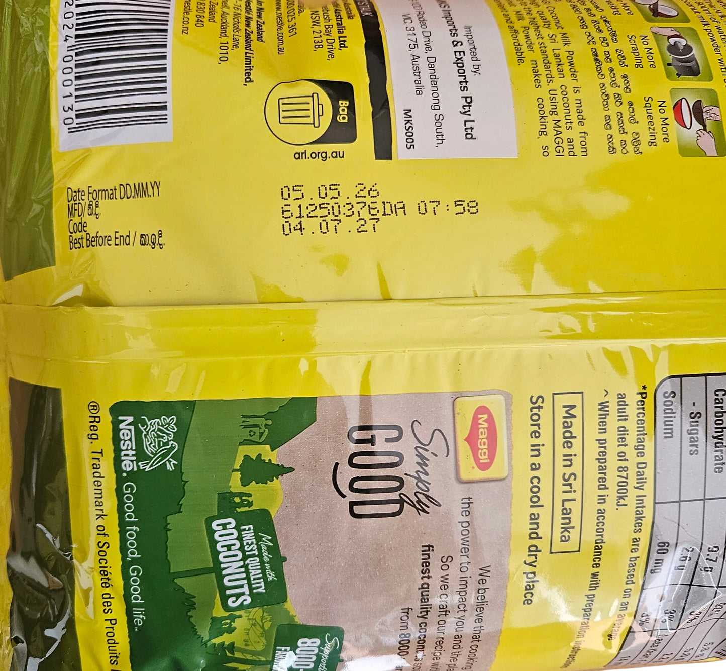 MAGGI COCONUT POWDER BULK 1-KILO BAG (04/07/27)
