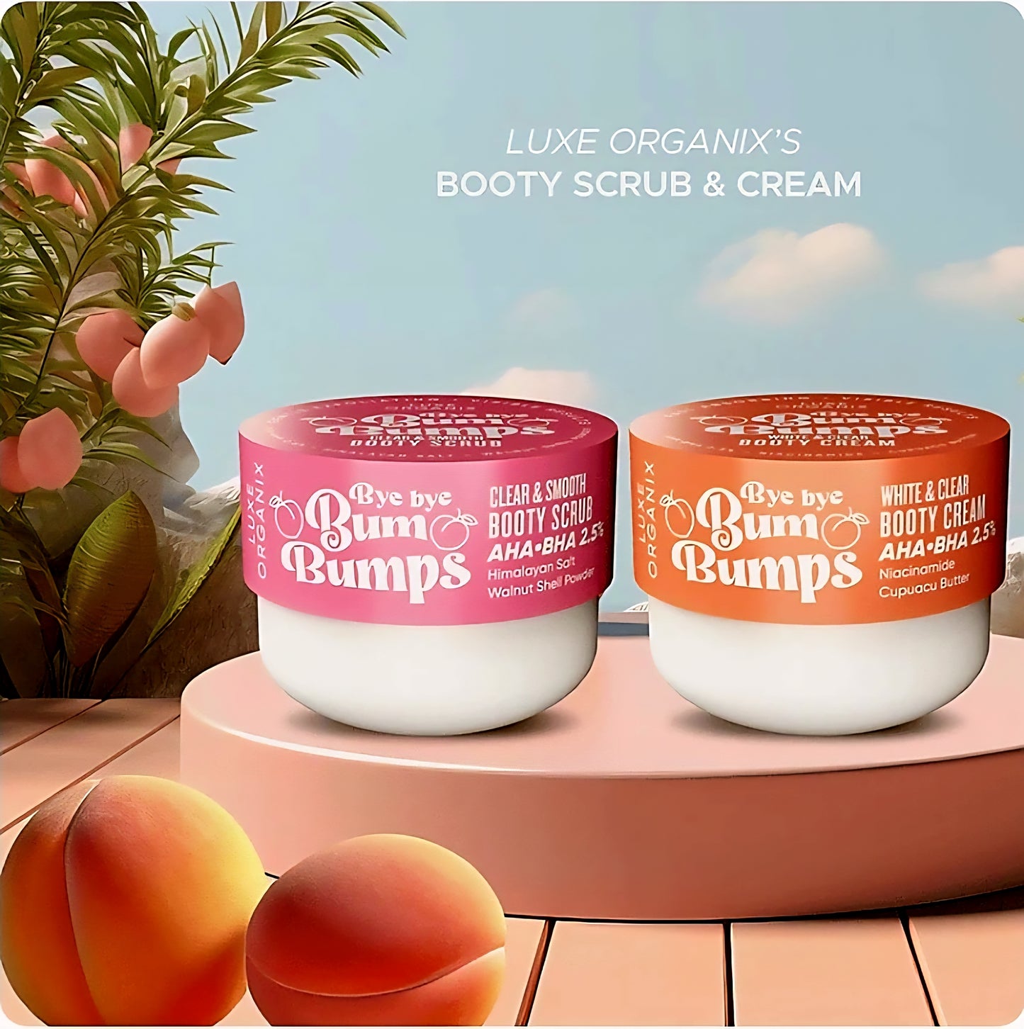 Luxe Organix BYE BYE BUM BUMPS White & Clear BOOTY CREAM 285g (ORANGE)