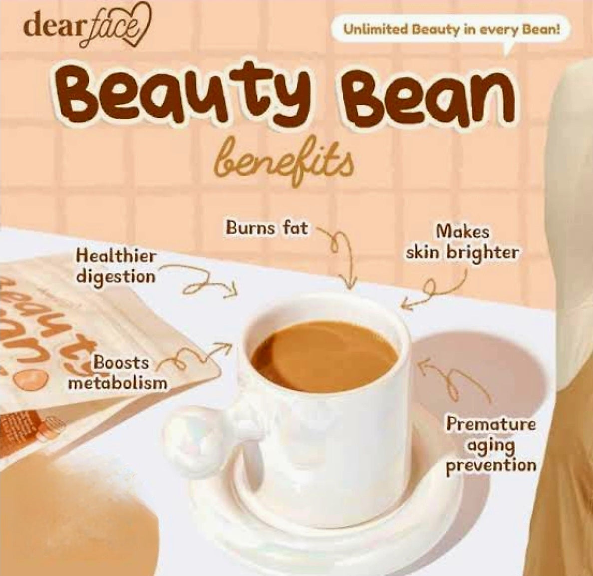 DearFace BEAUTY BEAN Premium Korean Mocha Coffee 18g×10sachets
