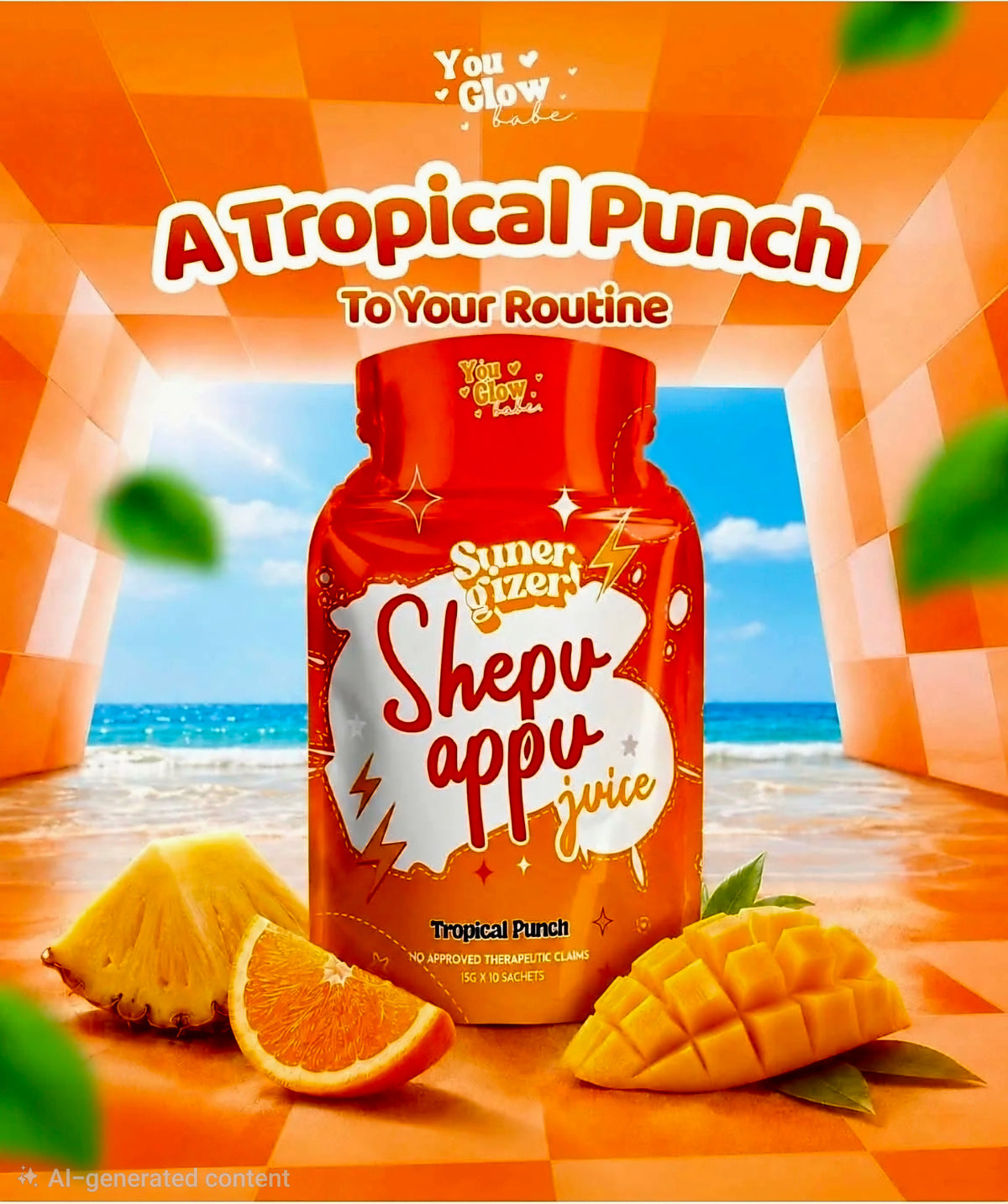 YOU GLOW BABE SUNERGIZER SHEPU APPU TROPICAL PUNCH 15g×10