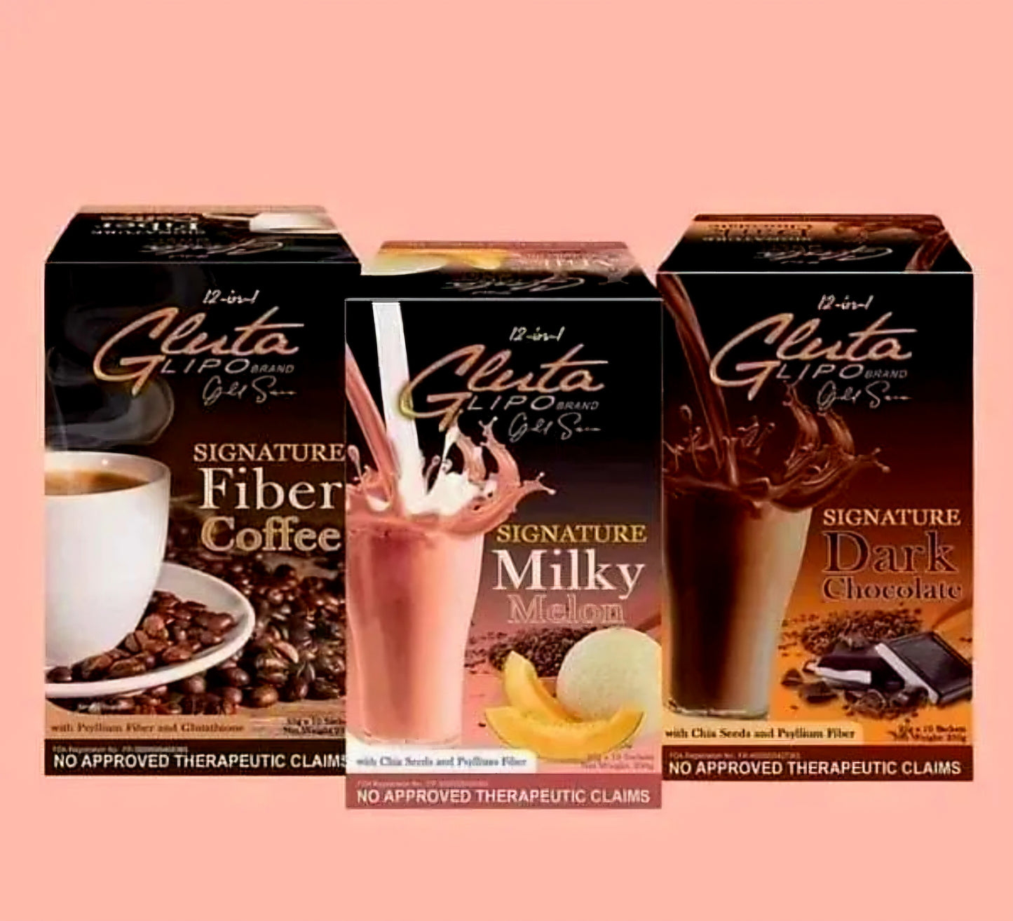 GLUTALIPO Gold Series Signature DARK CHOCOLATE with CHIA SEEDS & PSYLLIUM FIBER 25g×10sachets