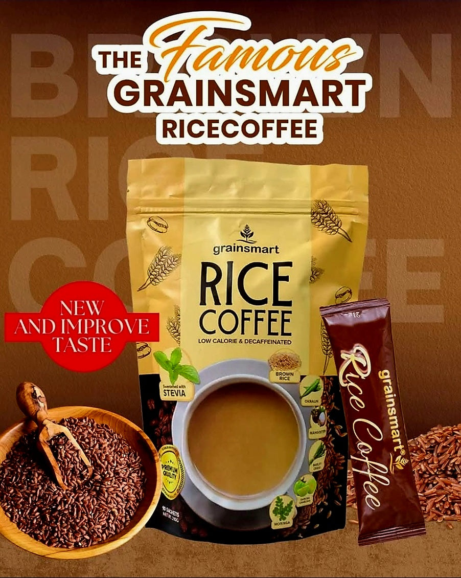 Grainsmart NO-SUGAR BROWN RICE COFFEE Mix (Low-Calorie, Decaffenated, Non-Acidic) 21g×10sachets