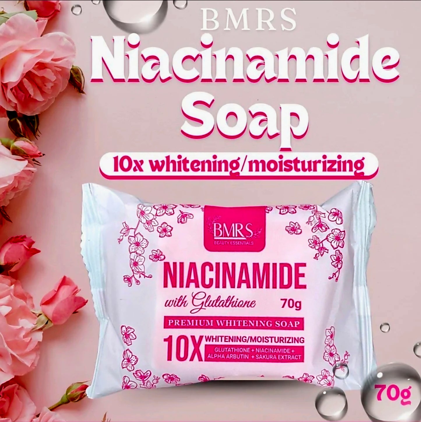 BMRS Niacinamide with Glutathione Premium Whitening Soap 70g