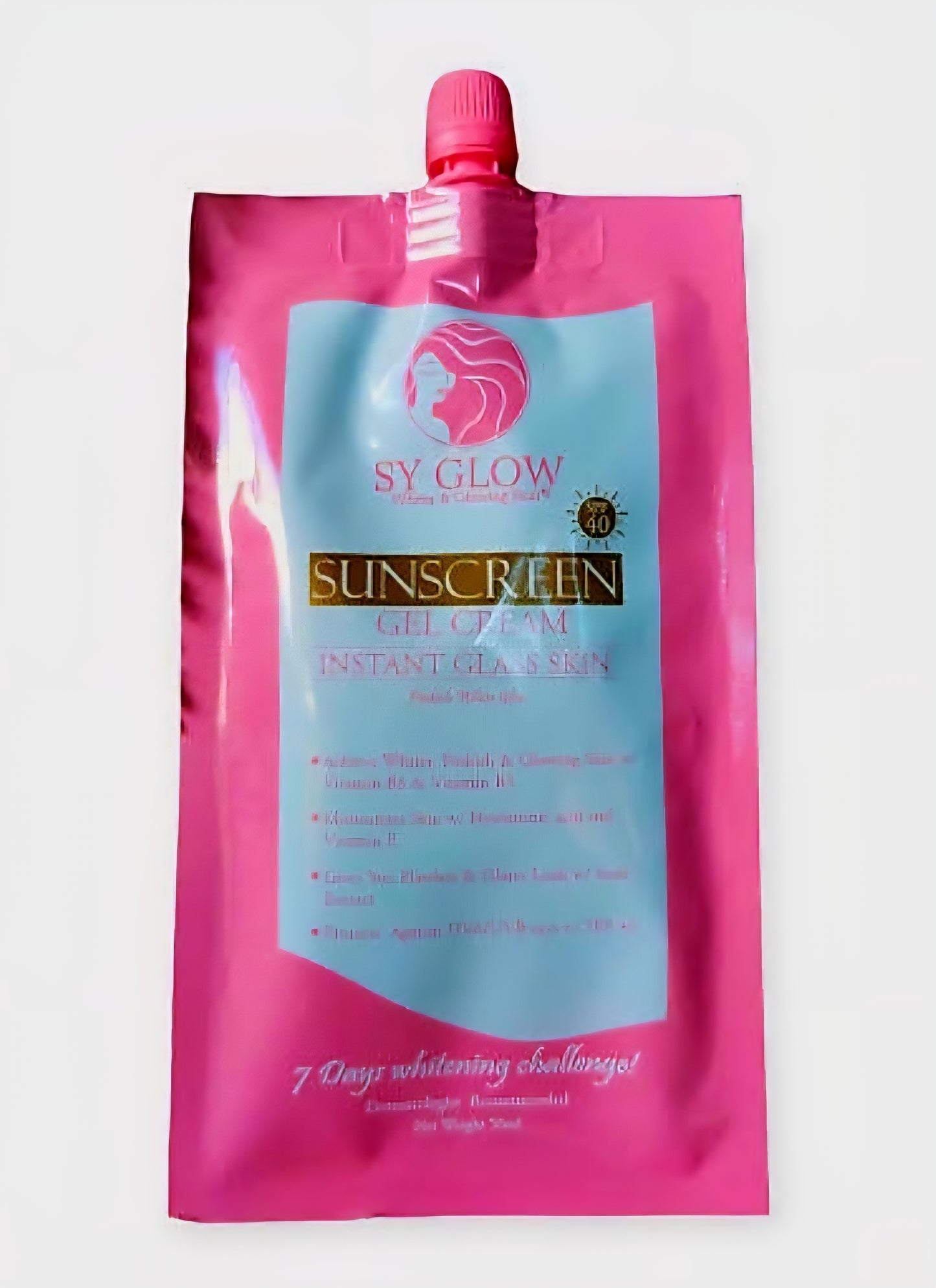 SY GLOW SUNSCREEN Gel Cream Instant Glass Skin SPF40 50ml Resealable Pouch