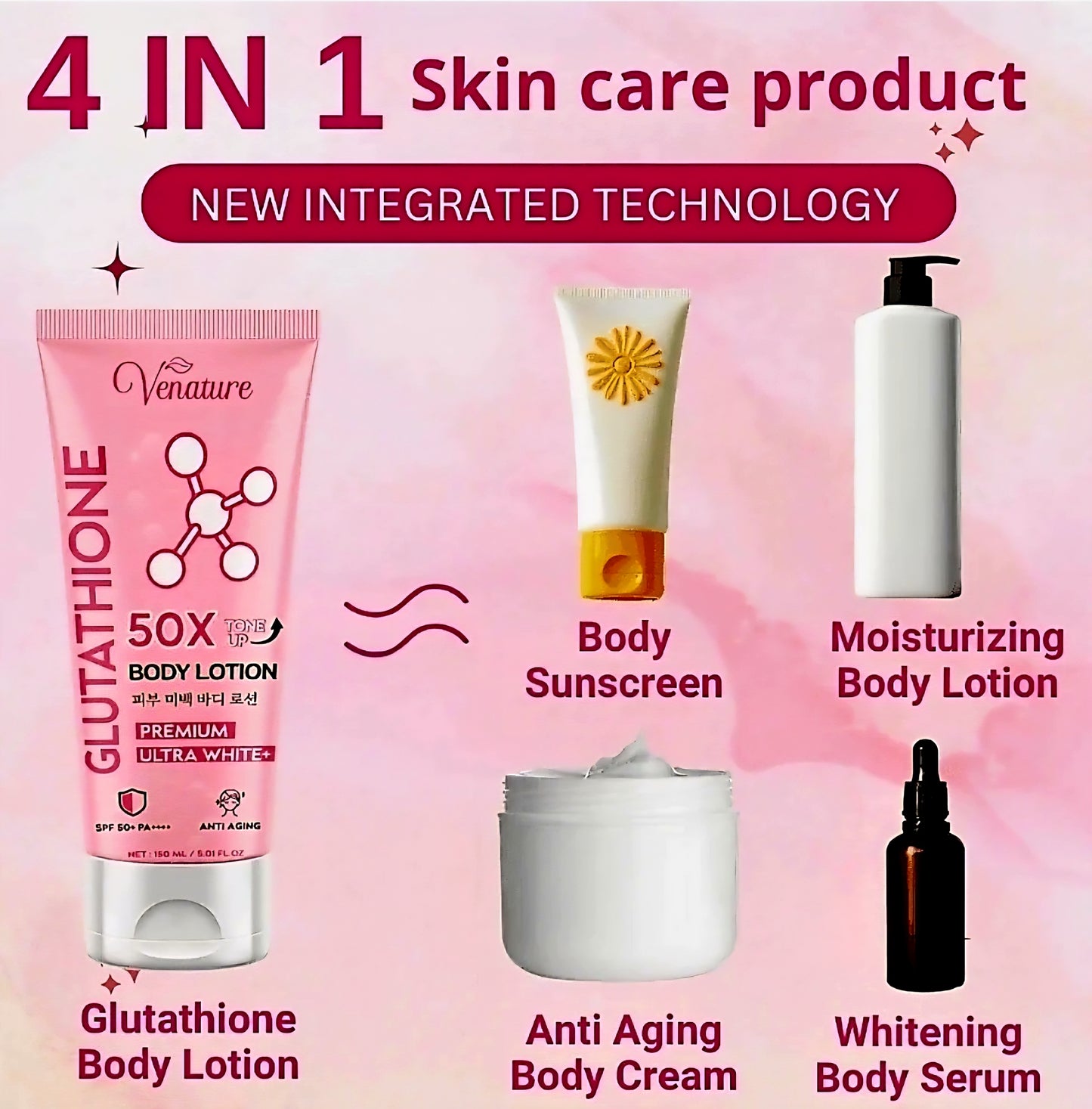 VENATURE 4-in-1 50xGlutathione Premium Ultrawhite Body Lotion 250ml