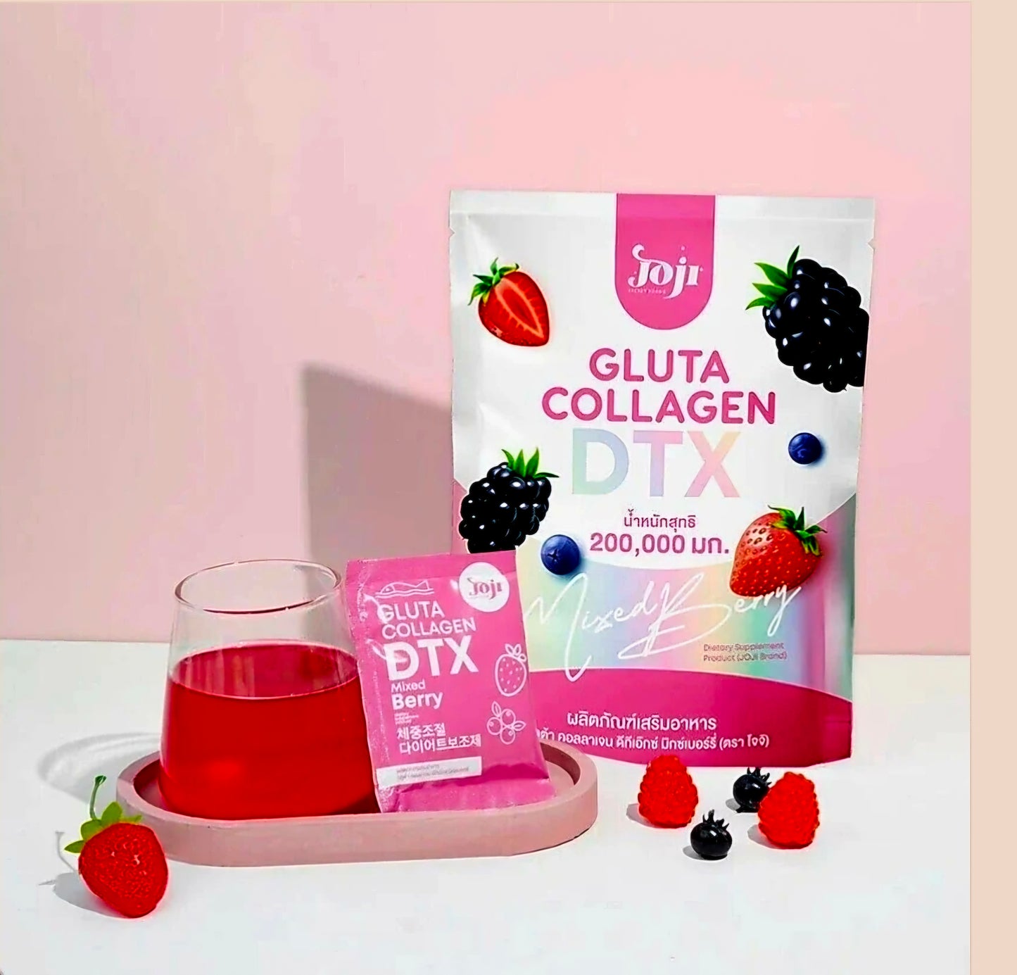 Joji Gluta Collagen DTX PLUS Mixed Berry 200,000mg 10-sachets AUTHENTIC THAILAND