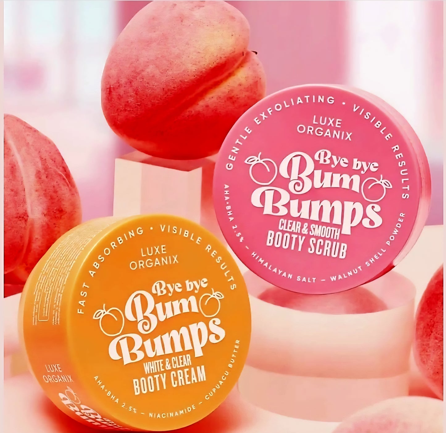 Luxe Organix BYE BYE BUM BUMPS White & Clear BOOTY CREAM 285g (ORANGE)