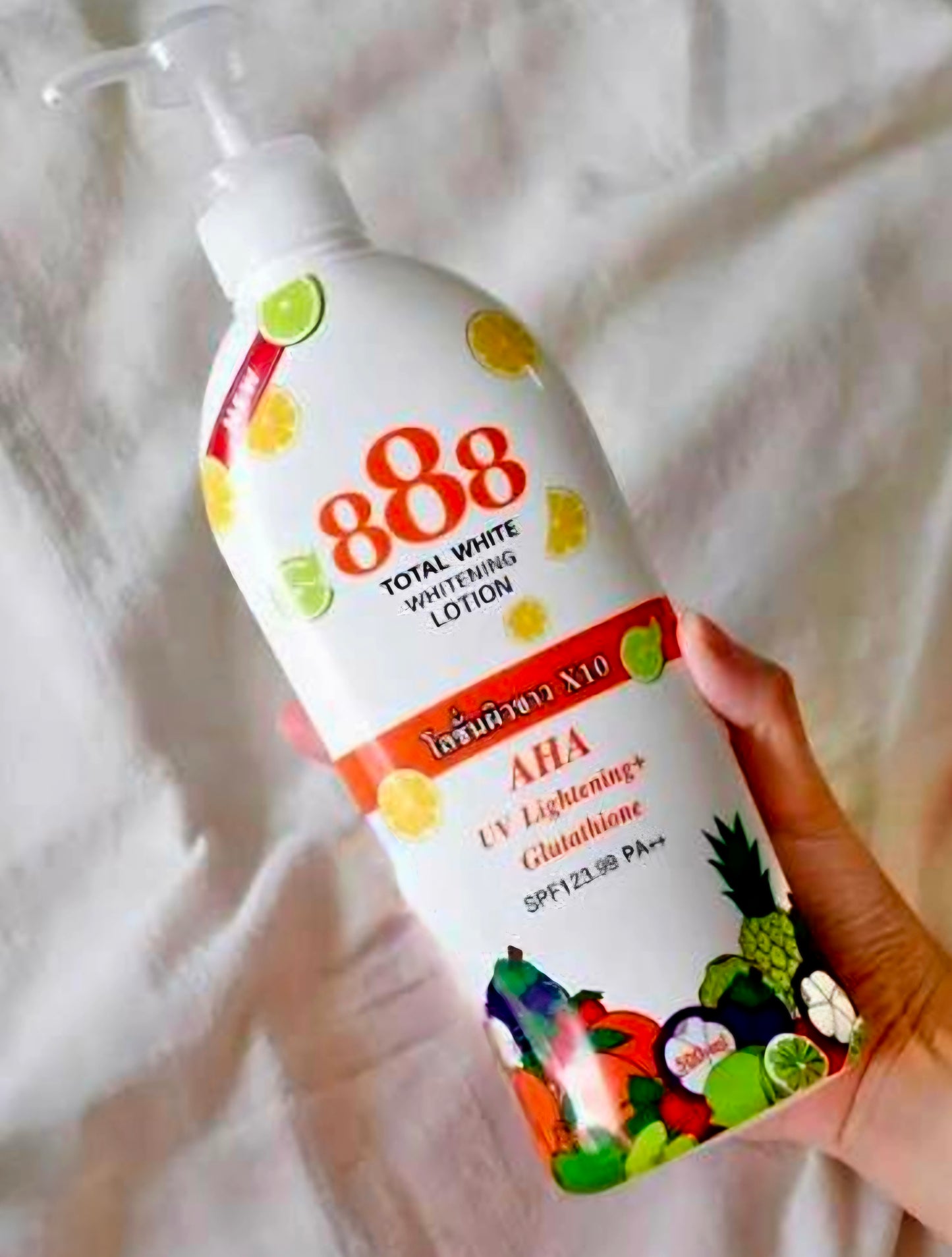 888 Total White Whitening Lotion AHA UV Lightening + Glutathione SPF123.99 PA++ 500ml