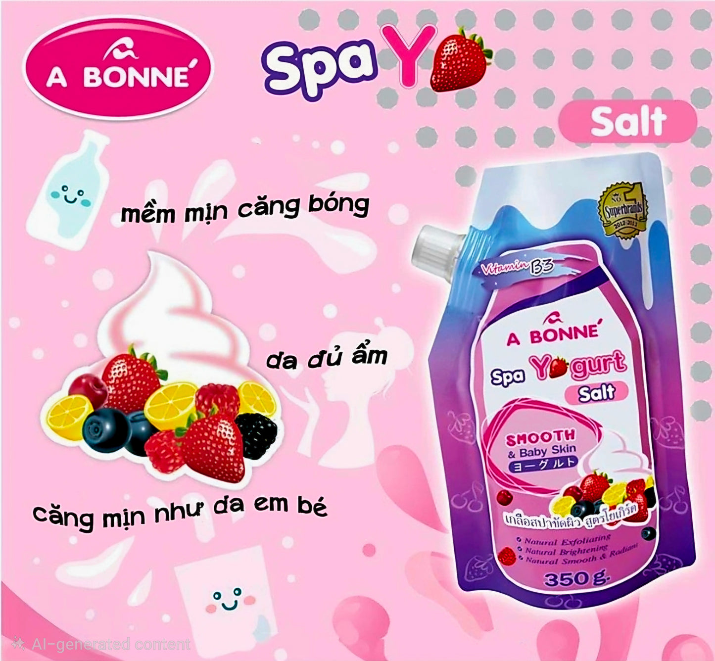 A BONNE' Spa Yogurt Salt x10 Niacinamide Bath Scrub 350g