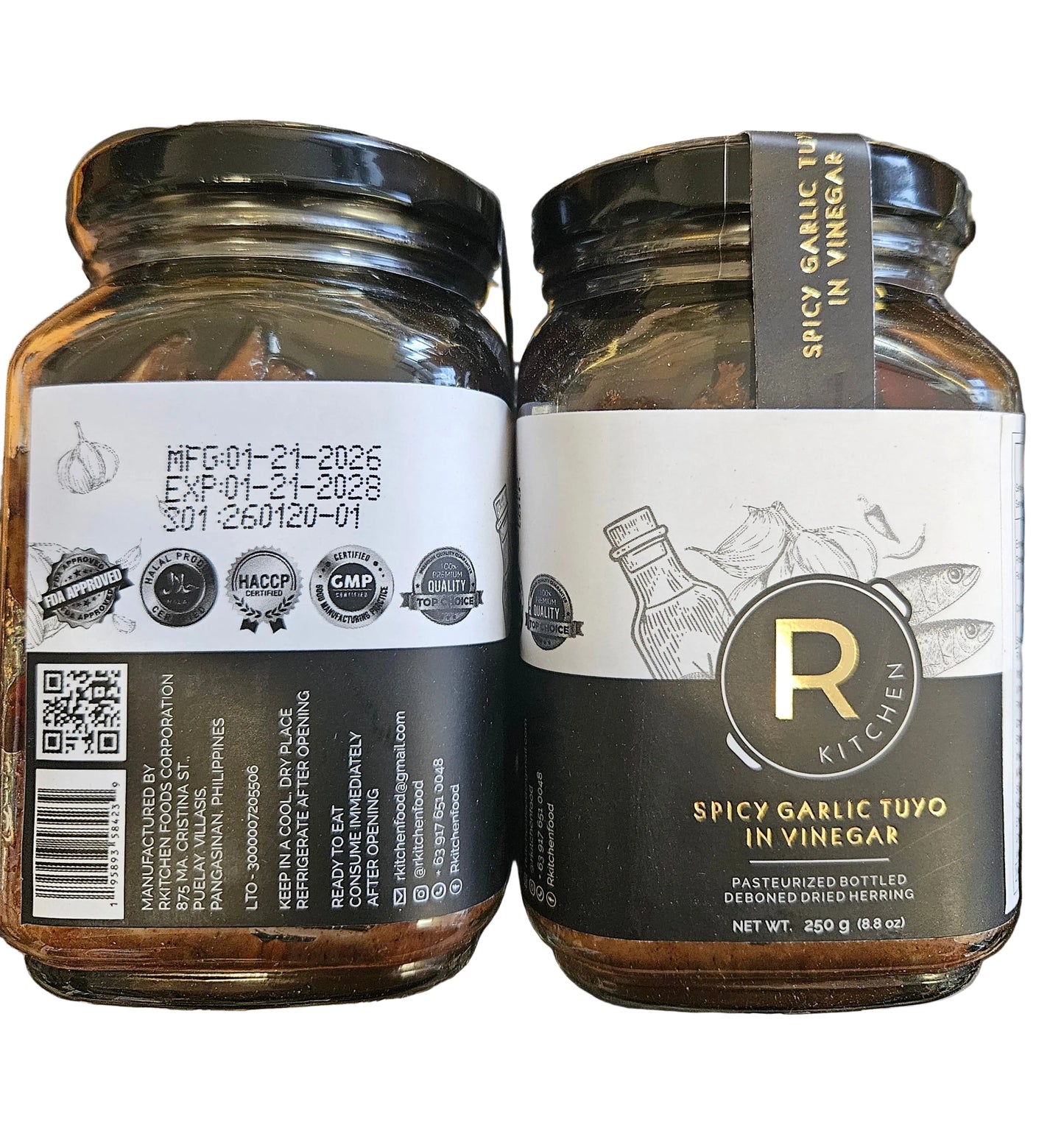 R-KITCHEN SPICY GARLIC TUYO IN VINEGAR 250G