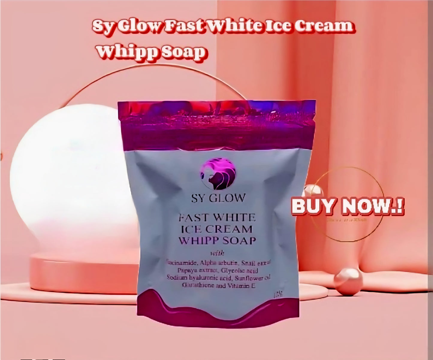 SY GLOW Fast White Ice Cream Whipp Soap 125g (with Foaming Net)