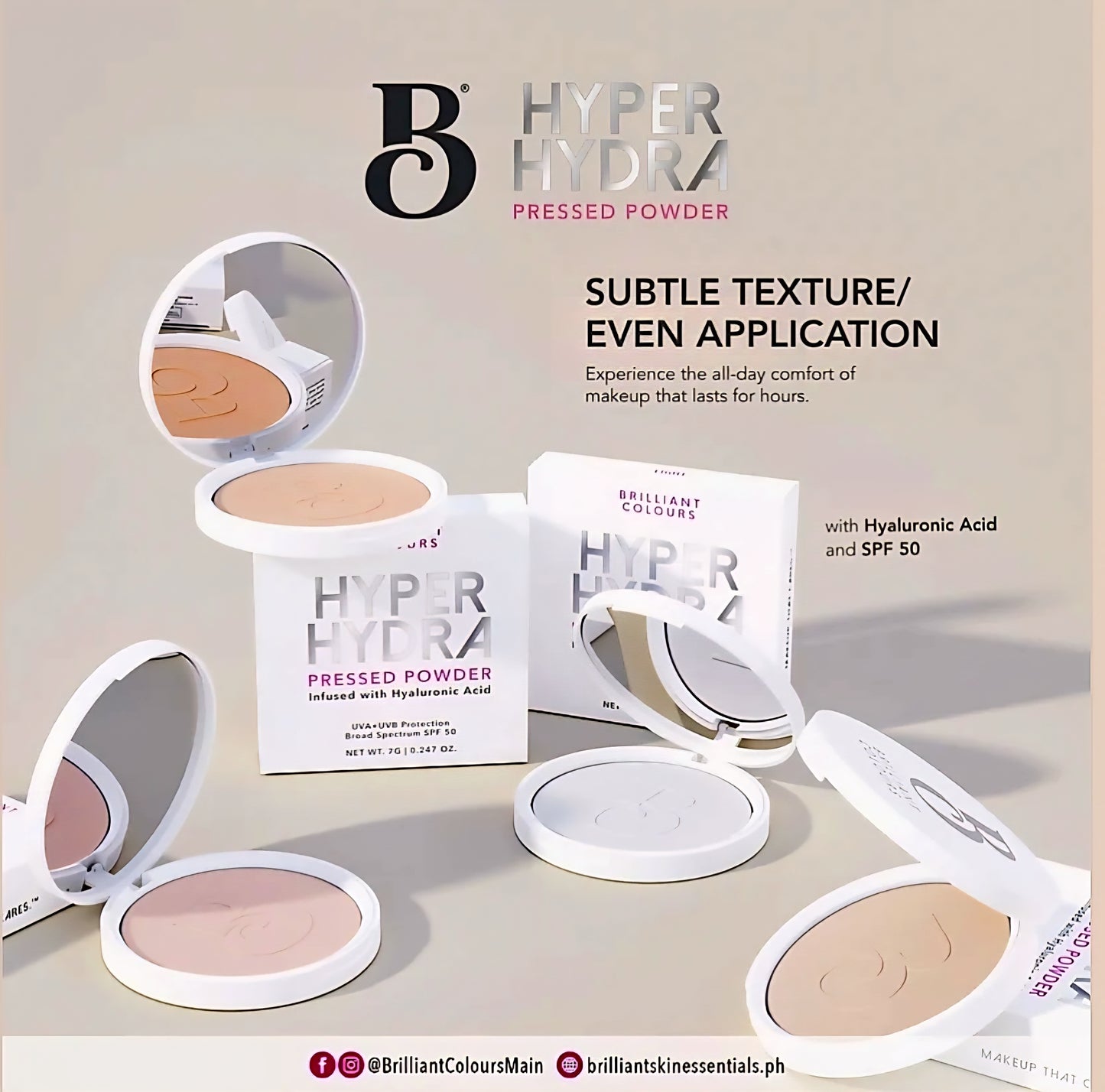 Brilliant Essentials HYPER HYDRA Pressed Powder (Universal Shade) 10g