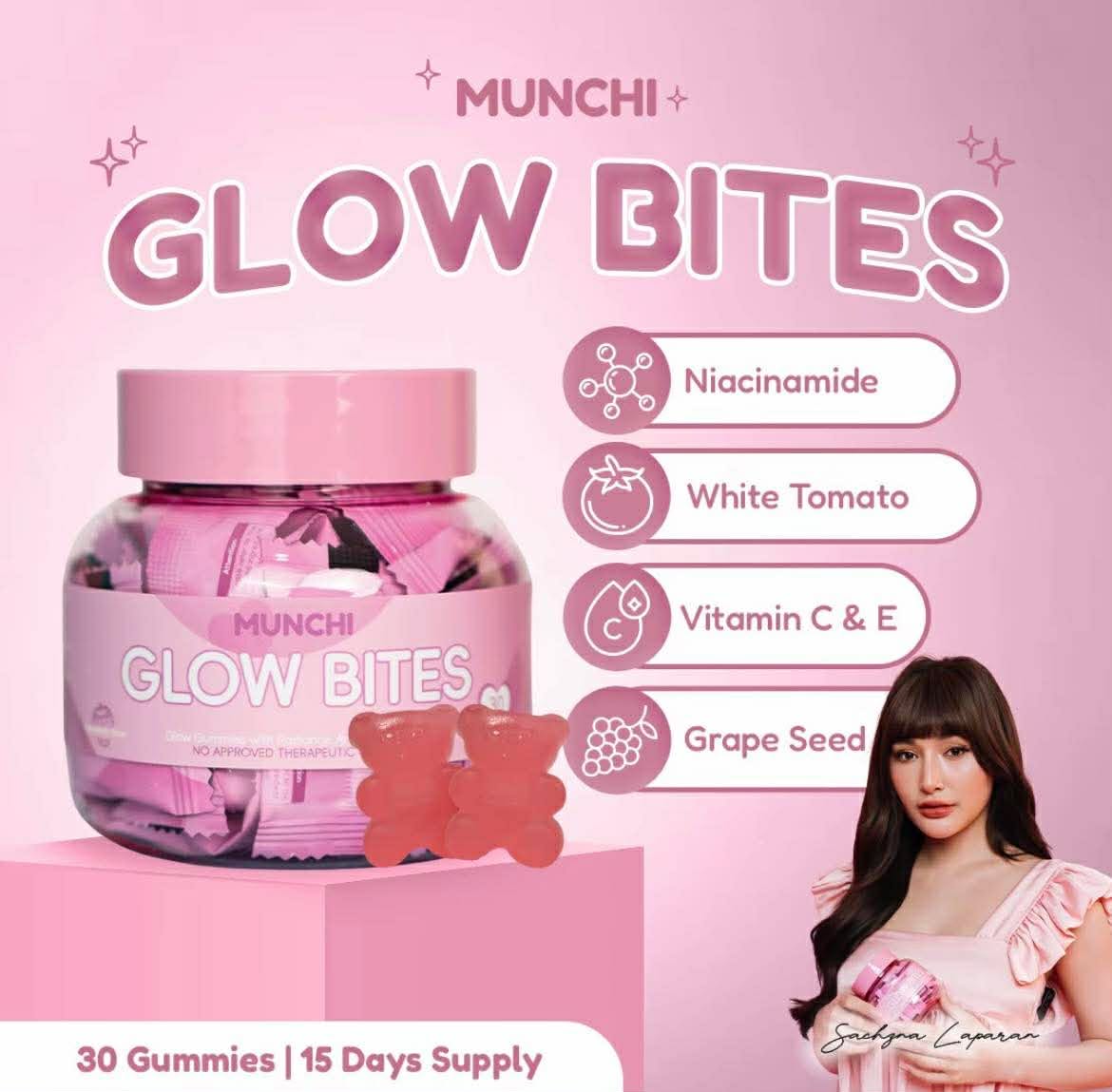 MUNCHI GLOW BITES (NIACINAMIDE, VIT-A&C) 30-GUMMIES
