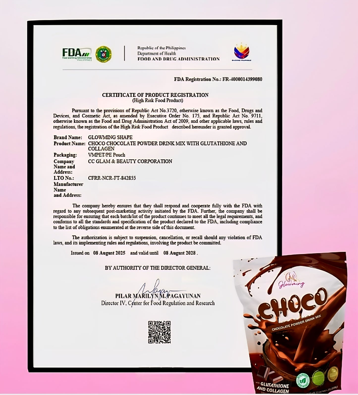 Glowming CHOCO Collagen Glutathione Drink 20g×10sachets
