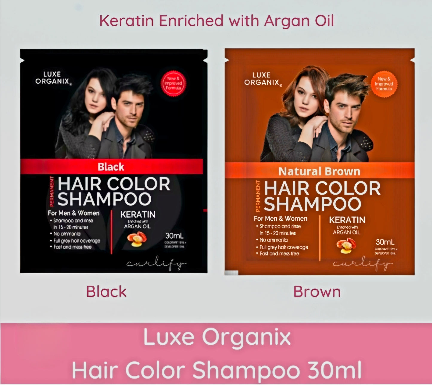 Luxe Organix HAIR COLOR SHAMPOO 30ml (BLACK)