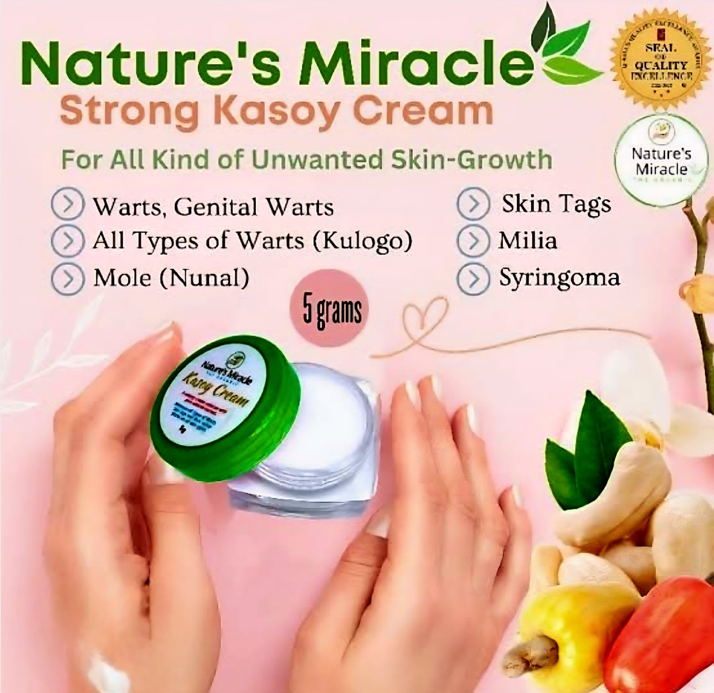 Nature's Miracle KASOY CREAM Warts & Skin Tags Removal 5g