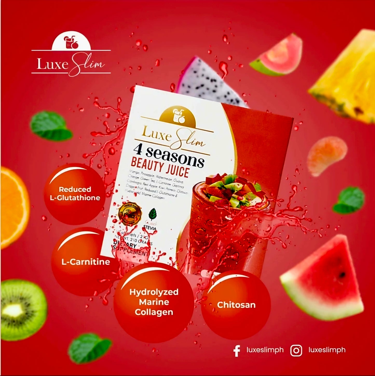 Luxe Slim 4-SEASONS BEAUTY Juice 21g × 8-sachets Herbal Drink Mix