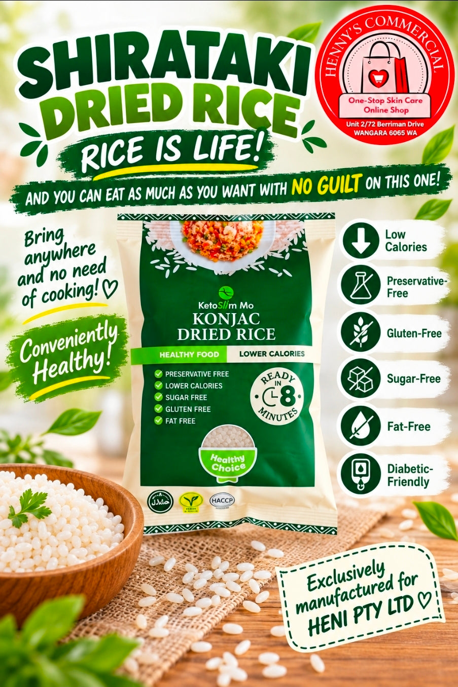 KETOSLIM'MO KONJAC DRIED SHIRATAKI RICE 100G (09/06/28)