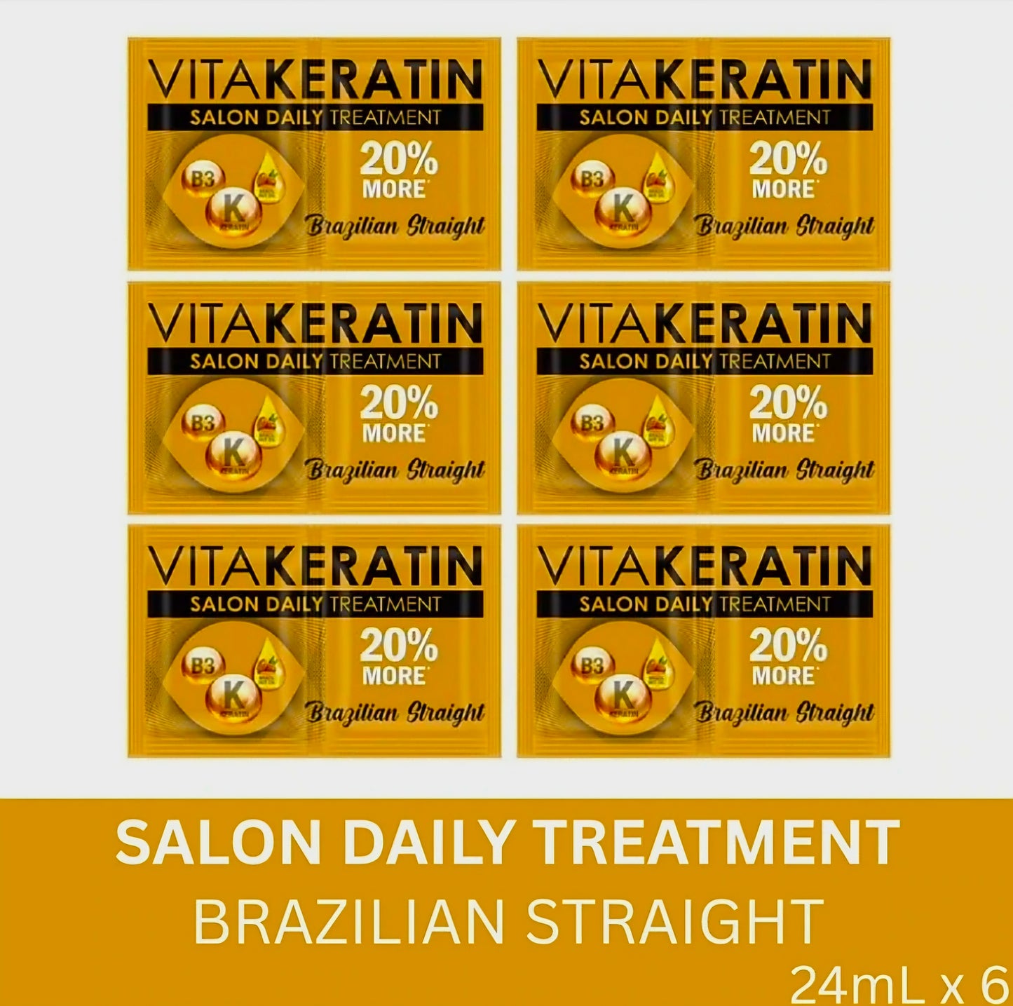 VITAKERATIN Salon Daily Treatment BRAZILIAN STRAIGHT 24ml×6's