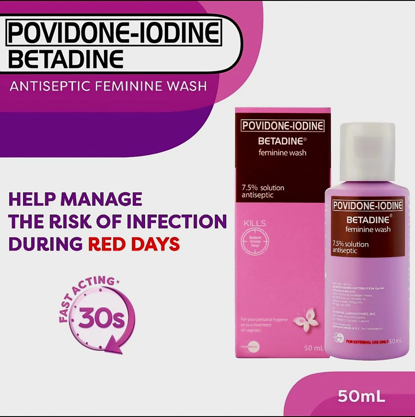 BETADINE Povidone-Iodine FEMINE WASH 50ml