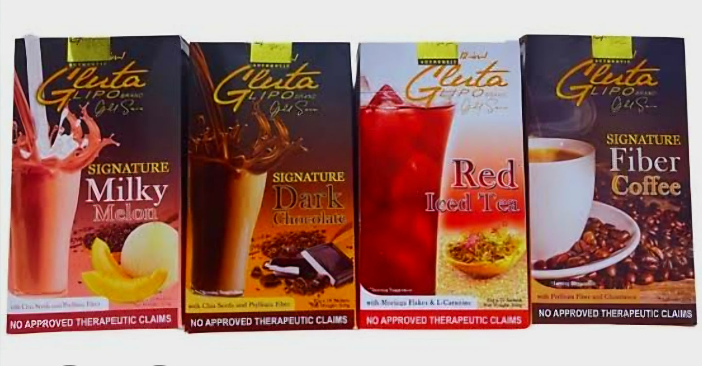 GLUTALIPO Gold Series Signature DARK CHOCOLATE with CHIA SEEDS & PSYLLIUM FIBER 25g×10sachets
