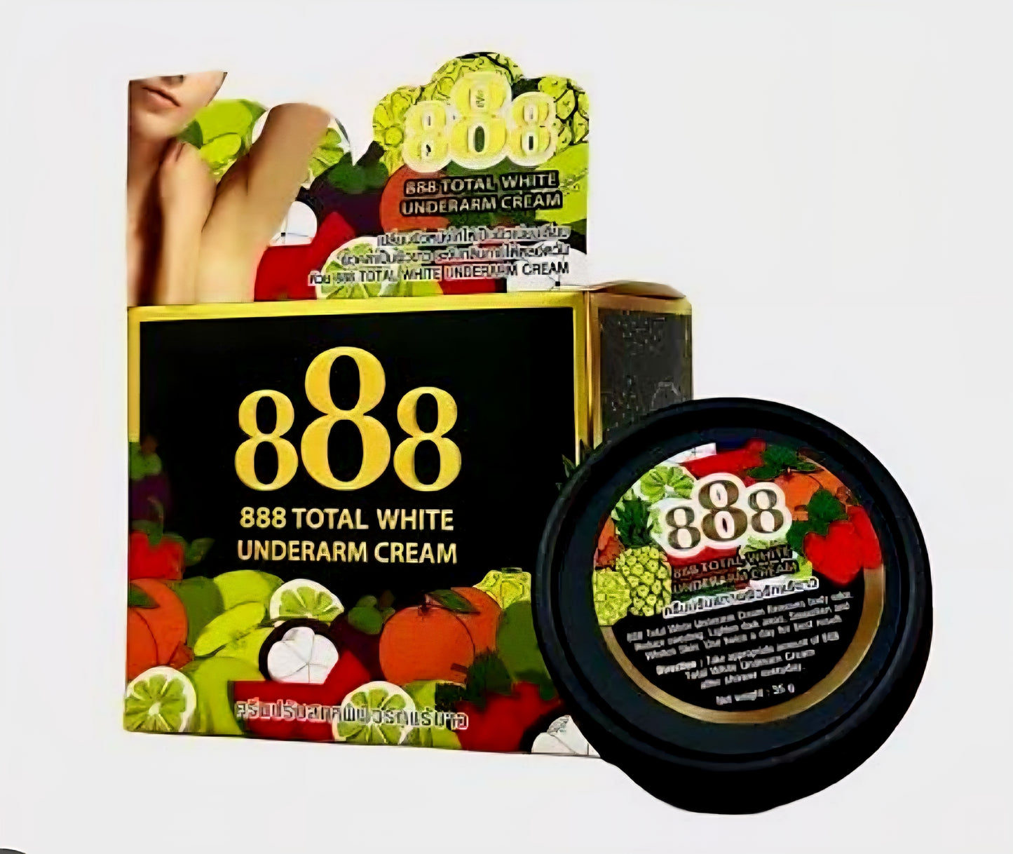 888 Total White UNDERARM WHITENING CREAM (BLACK) Concentrated Formula 50g