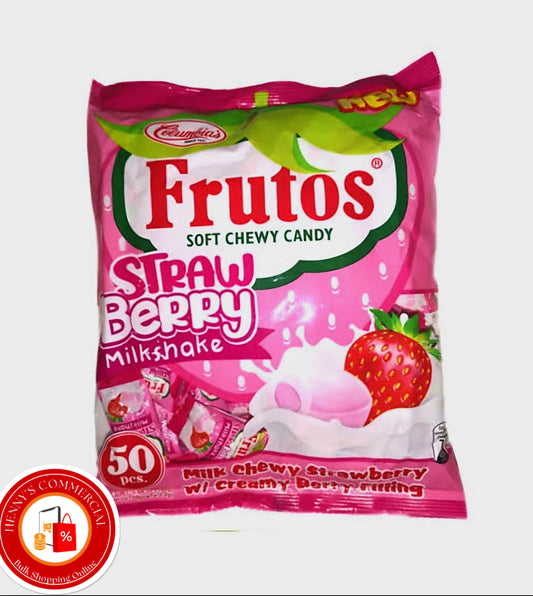 ‼️CLEARANCE‼️FRUTOS Chewy STRAWBERRY MILKSHAKE 50pcs BBD: JULY2025 (SHORTDATED!)