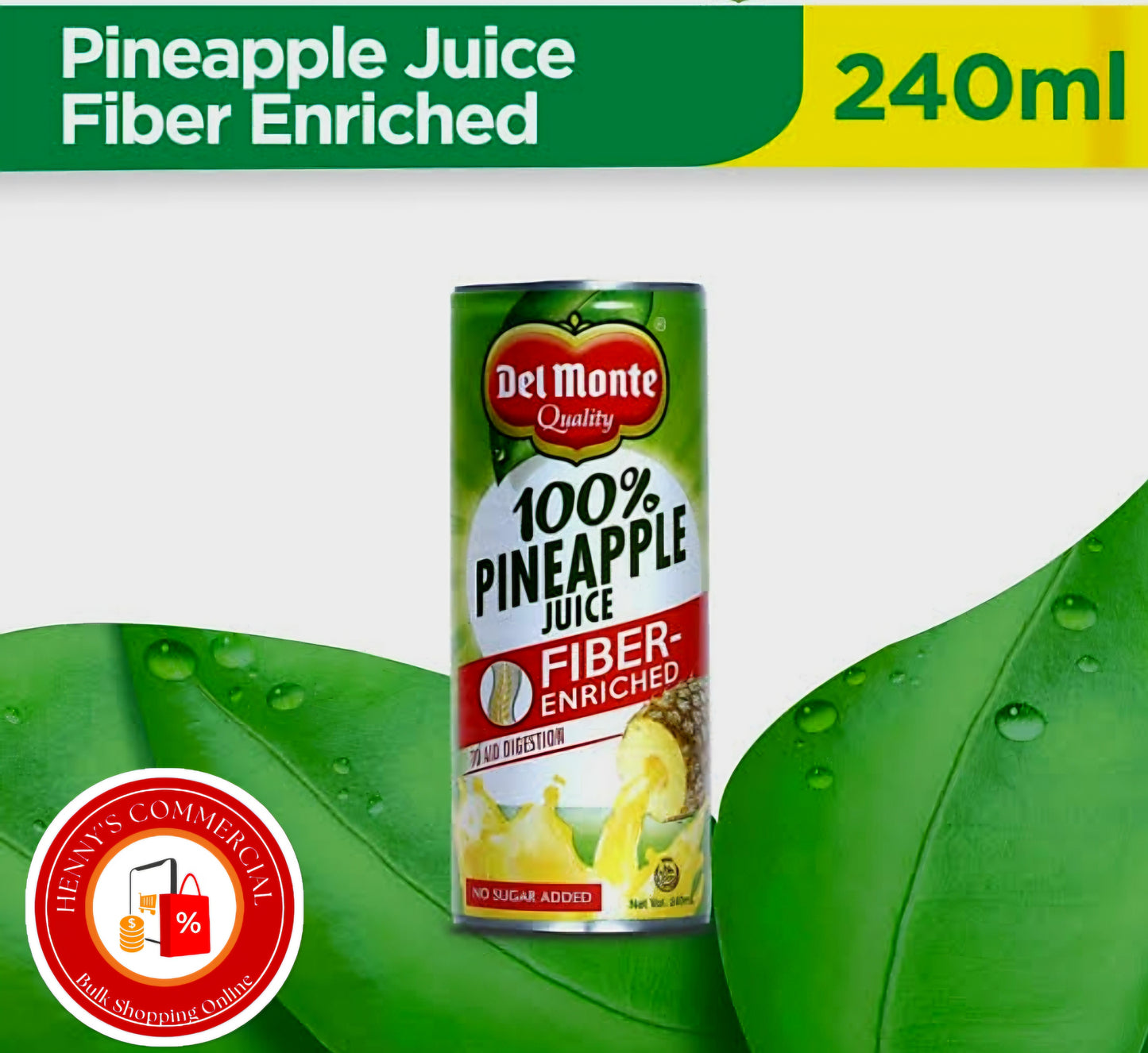 🛒BULK🛒 6x Del Monte Pineapple Juice FIBRE ENRICHED 240ml