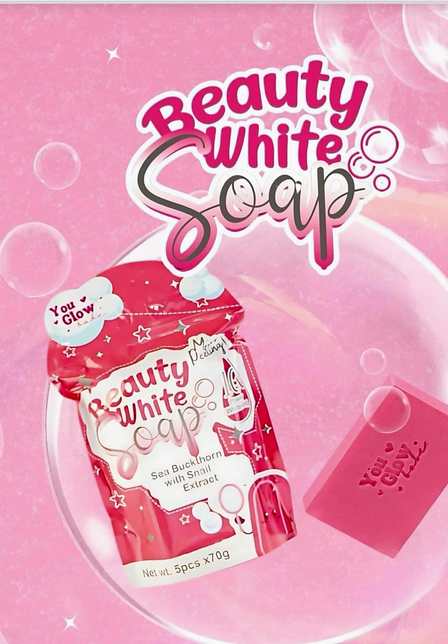 You Glow Babe BEAUTY WHITE Soap Sea Buckthorn with Snail Extract 70g×5pcs (5 PACK)