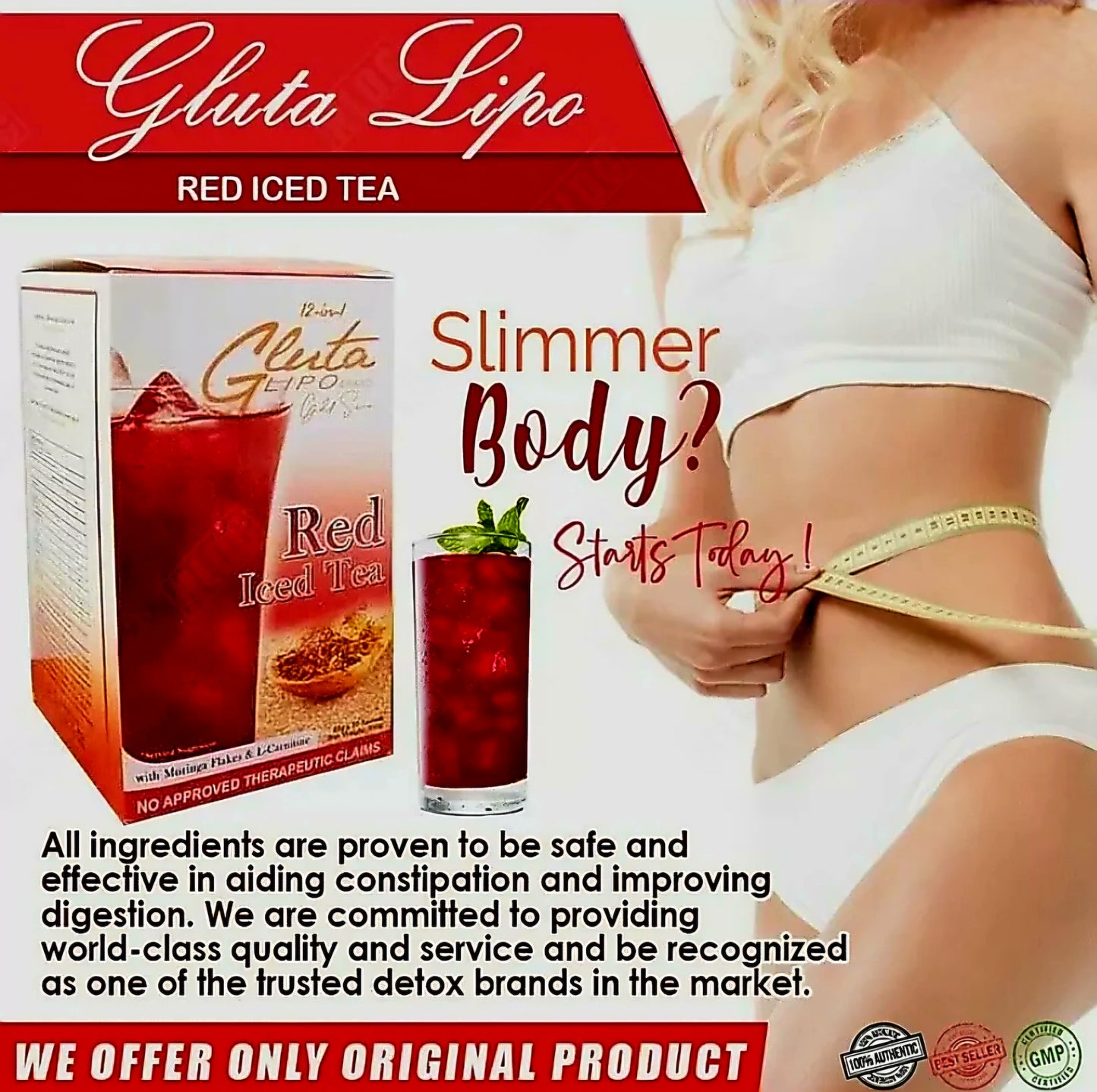 Gluta Lipo 12-in-1 Signature RED ICE TEA 10sachets