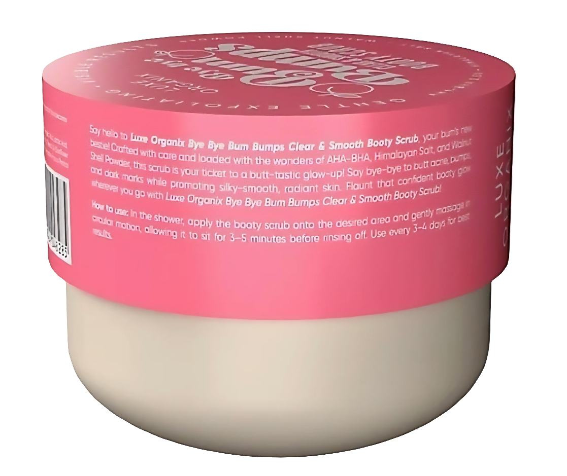 Luxe Organix BYE BYE BUM BUMPS Clear & Smooth BOOTY SCRUB 285g (PINK)